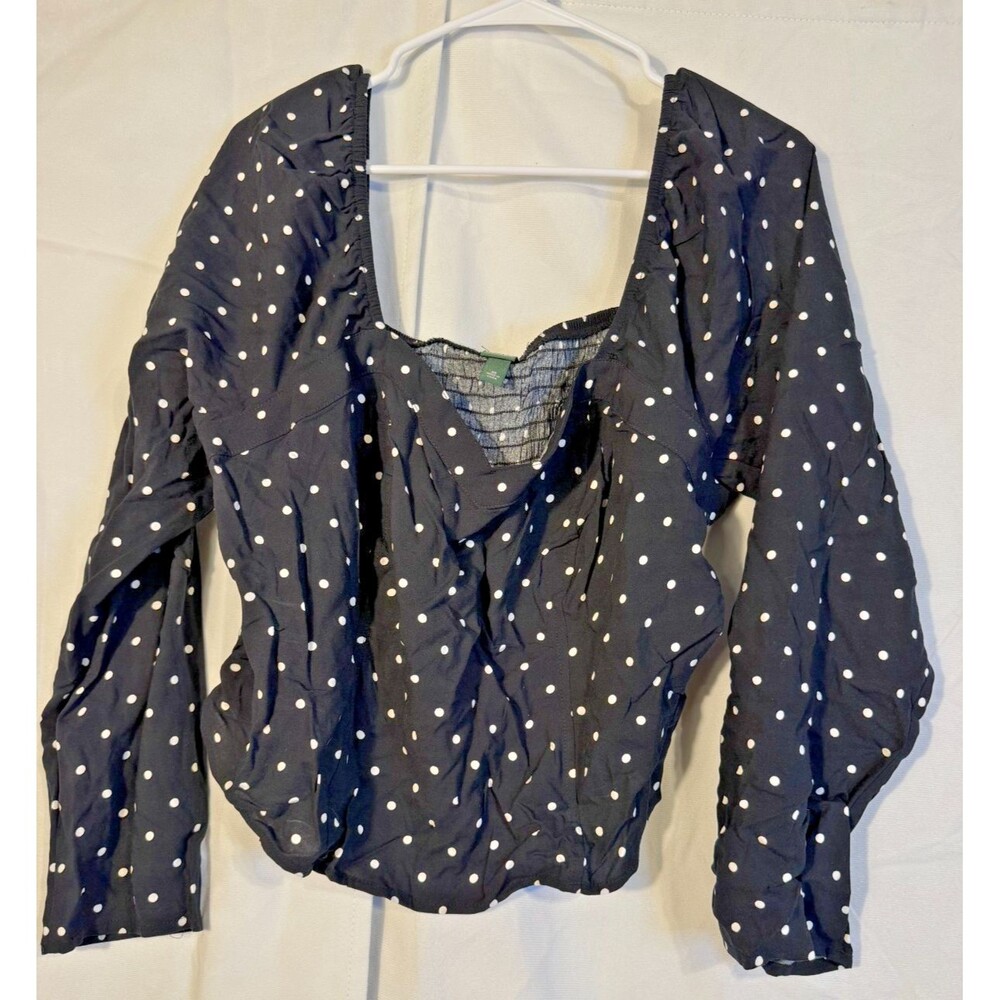 Retro Black white Polka Dot Crop Top Women's Plus 2X Dollcore Soft Core Boho Emo
